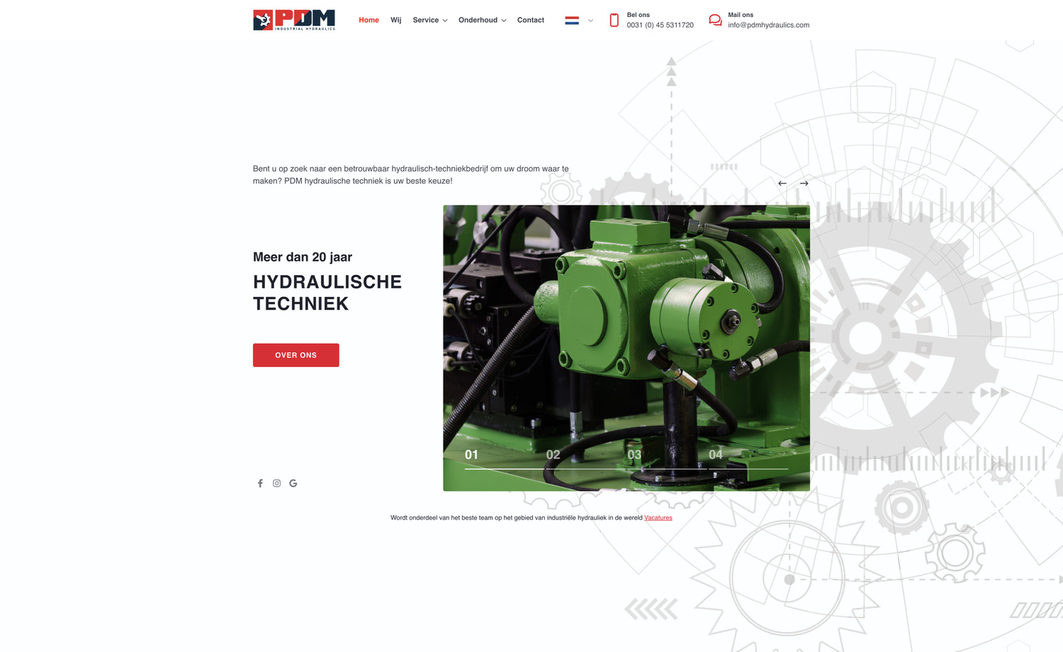 De website van PDM Hydraulics in Eygelshoven Kerkrade Zuid Limburg gemaakt door AllMediaLab webdesign
