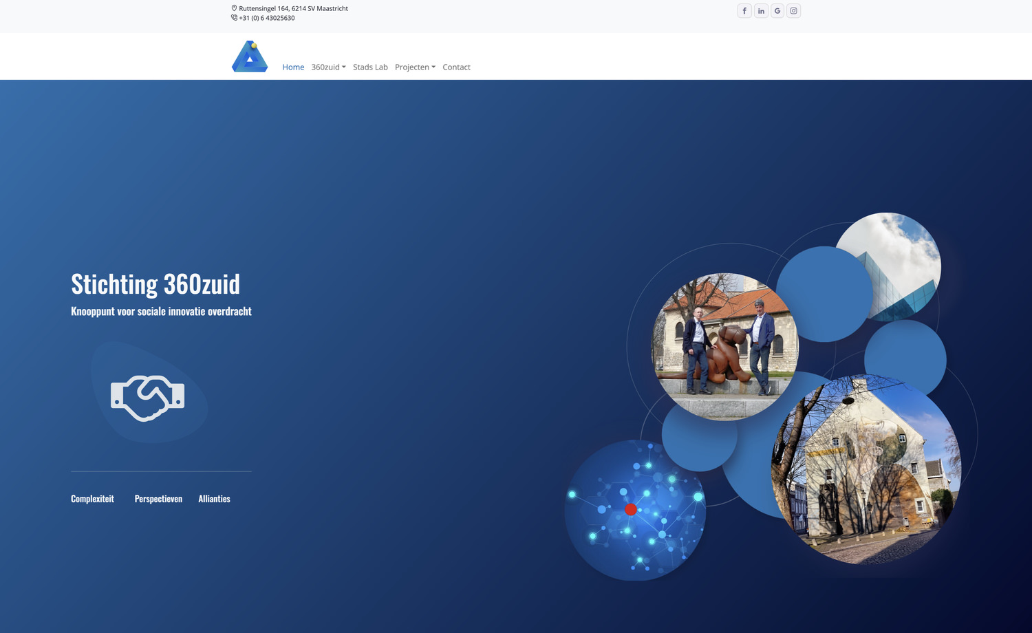 De website van stichting 360zuid in Maastricht, gemaakt door AllMediaLab webdesign