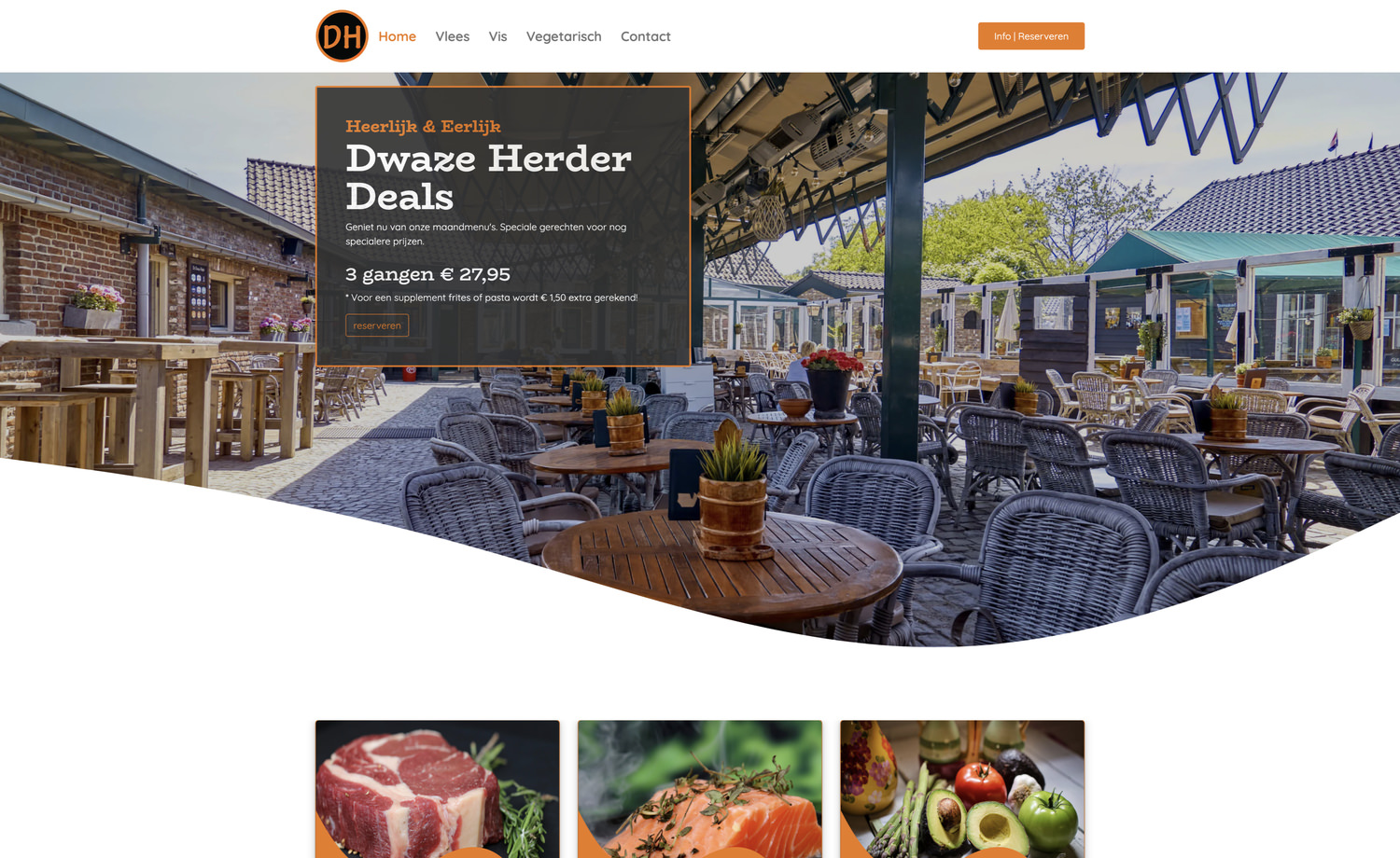 De website van de Dwaze herder Deal in Maastricht, gemaakt door AllMediaLab webdesign