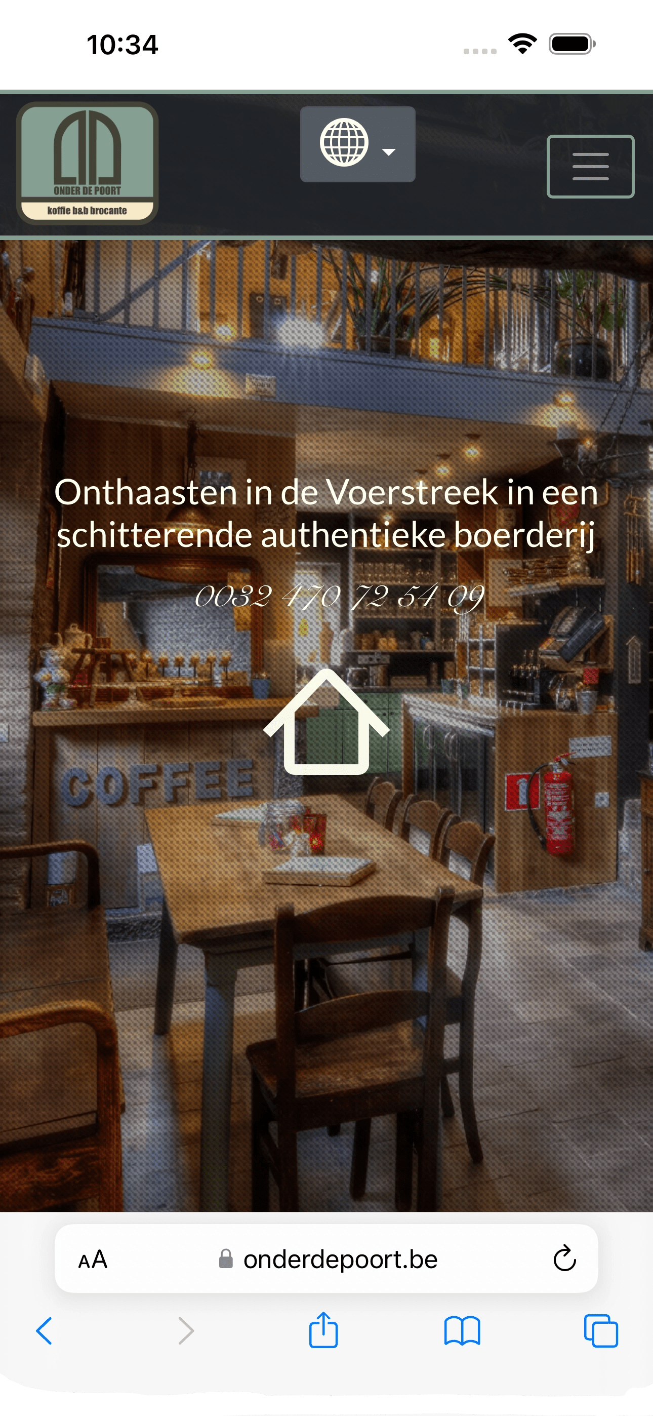 website van Onder de Poort in Moelingen België, een klant van AllMediaLab
